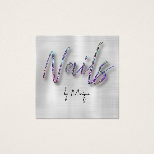 フェイクダイアモンホログラフィ爪、 ネイル名刺 (正面)