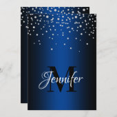 フェイクダイヤとブルーグラデーション60誕生日 招待状 (正面/裏面)