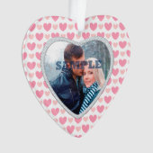 フェイクダイヤモンドピンクハート写真テンプレート オーナメント (正面)