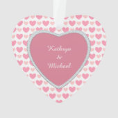 フェイクダイヤモンドピンクハート写真テンプレート オーナメント (裏面)