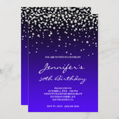 フェイクダイヤモンドブラックグラデーションインディゴ50誕生日 招待状 (正面/裏面)