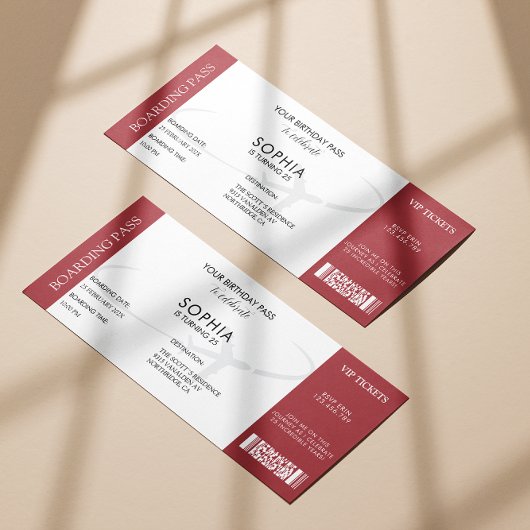 フェイクチケット搭乗券誕生日旅行テーマ 招待状