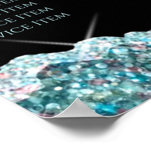 フェイクティール(緑がかった色)グリッター価格表ポスター ポスター (角)