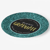 フェイクティール（緑がかった色）グリッター院卒業紙プレート ペーパープレート (アングル)