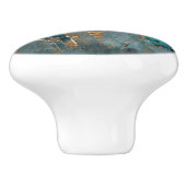 フェイクティール(緑がかった色)色の背景に銅色が落ちる セラミックノブ (側面)