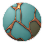 フェイクティール(緑がかった色)色の背景の上の銅線 セラミックノブ (正面)