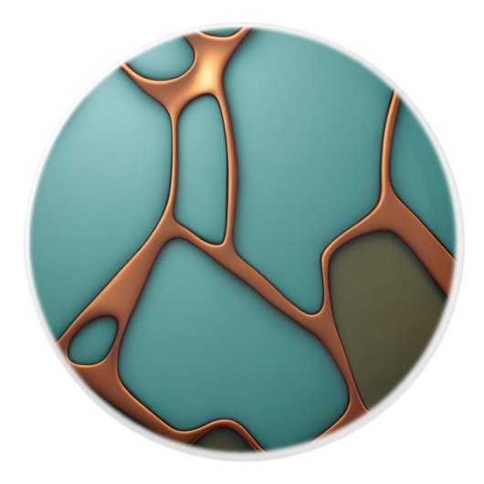 フェイクティール（緑がかった色）色の背景の上の銅線 セラミックノブ (正面)