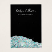 フェイクティール(緑がかった色)虹色グリッターイヤリングディスプレイカード (正面)