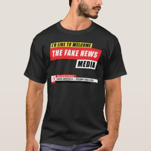 フェイクニュースのメディアトランプを歓迎しおもしろいたい Tシャツ