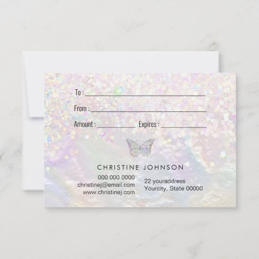 フェイクバタフライギフト券 (裏面)