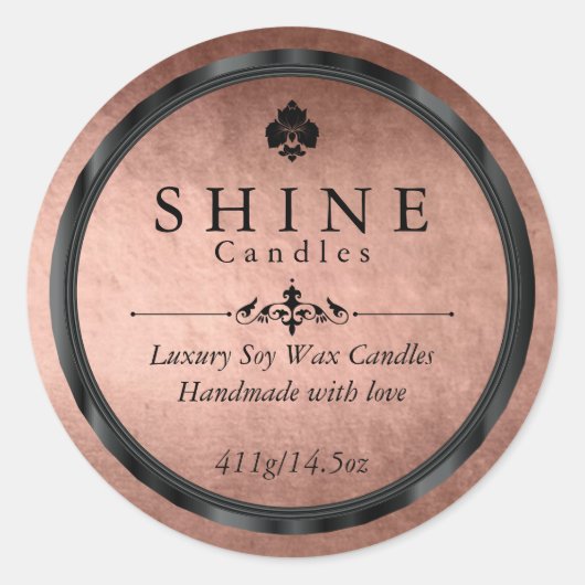 フェイクバラゴールドフォイルとブラックラベル ラウンドシール (正面)