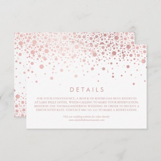 フェイクバラゴールドフォイル紙吹雪ホワイト結婚ズ詳細 エンクロージャーカード (正面/裏面)