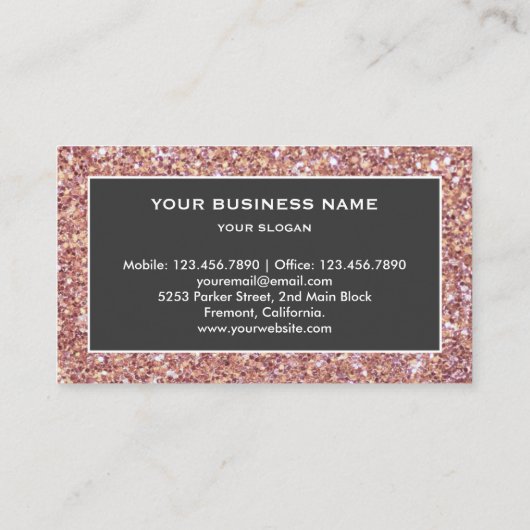 フェイクバラモダン金ゴールドグリッター顔マスク 名刺 (裏面)