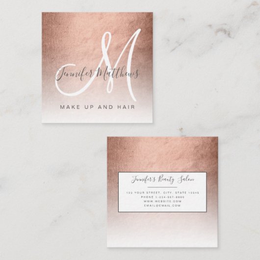 フェイクバラモダン金ゴールド抽象芸術化粧アーティスト スクエア名刺 (正面/裏面)