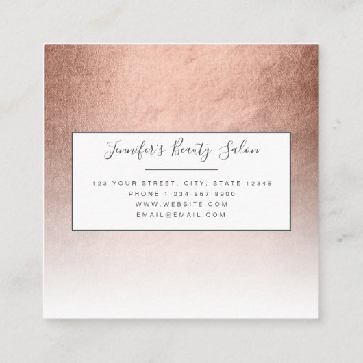 フェイクバラモダン金ゴールド抽象芸術化粧アーティスト スクエア名刺 (裏面)