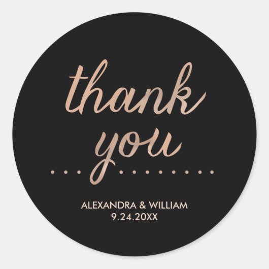 フェイクバラ金ゴールドとブラック点々のあるの結婚ありがとう ラウンドシール (正面)