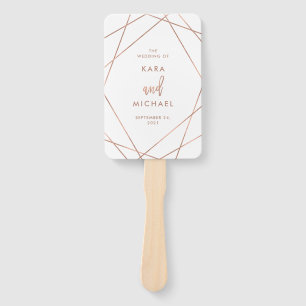 フェイクバラ金ゴールドと白 ジオメトリック結婚ス ハンドファン