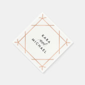 フェイクバラ金ゴールドのモダン白結婚幾何学 スタンダードカクテルナプキン (角)