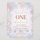 フェイクバラ金ゴールドウィンターワンダーランド誕生日 招待状 (正面/裏面)