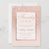 フェイクバラ金ゴールドエレガントグリッターシック21日 招待状 (正面)