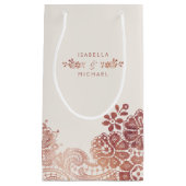 フェイクバラ金ゴールドエレガントヴィンテージ結婚レース スモールペーパーバッグ (正面)