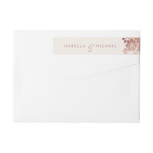 フェイクバラ金ゴールドエレガントヴィンテージ結婚レース ラップアラウンドラベル (裏面)