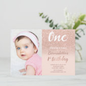 フェイクバラ金ゴールドグラデーショングリッター第1誕生日 招待状 (スタンド正面)