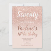 フェイクバラ金ゴールドグラデーショングリッター70誕生日 招待状 (正面)