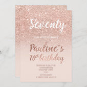 フェイクバラ金ゴールドグラデーショングリッター70誕生日 招待状 (正面/裏面)