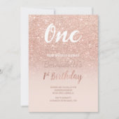 フェイクバラ金ゴールドグラデーション第1誕生日 招待状 (正面)