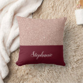 フェイクバラ金ゴールドグリッターとブルゴーニュ クッション (ブランケット)