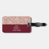 フェイクバラ金ゴールドグリッターとブルゴーニュ ラゲッジタグ (裏面横)