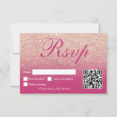 フェイクバラ金ゴールドグリッターグラデーションピンクマゼンタスウィート16 出欠カード (正面)