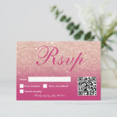 フェイクバラ金ゴールドグリッターグラデーションピンクマゼンタスウィート16 出欠カード (スタンド正面)