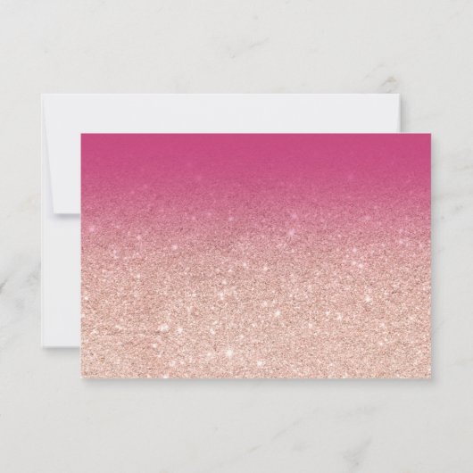 フェイクバラ金ゴールドグリッターグラデーションピンクマゼンタスウィート16 出欠カード (裏面)