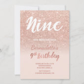 フェイクバラ金ゴールドグリッターグラデーション九誕生日 招待状 (正面)