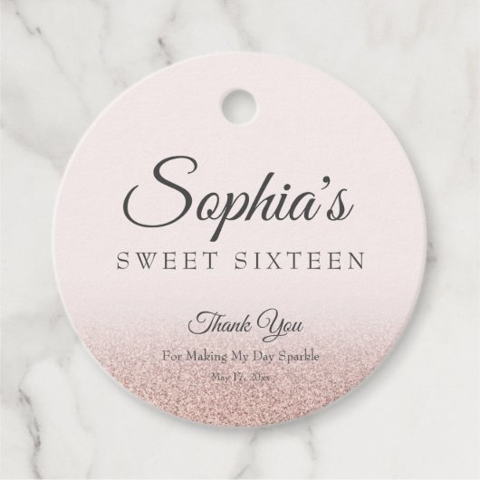 フェイクバラ金ゴールドグリッターシエレガントック16ピンク フェイバータグ (正面)