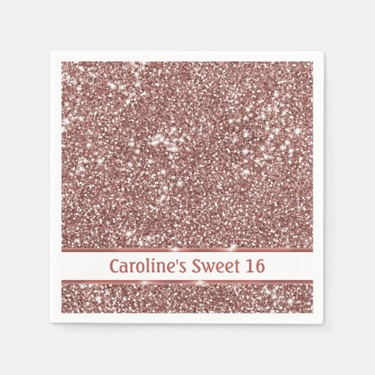フェイクバラ金ゴールドグリッターテクスチャルック&カスタム文字 スタンダードカクテルナプキン (正面)