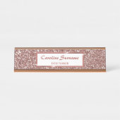 フェイクバラ金ゴールドグリッターテクスチャルック&カスタム文字 デスクネームプレート (正面)