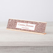 フェイクバラ金ゴールドグリッターテクスチャルック&カスタム文字 デスクネームプレート (正面)