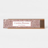 フェイクバラ金ゴールドグリッターテクスチャルック&カスタム文字 デスクネームプレート (正面)