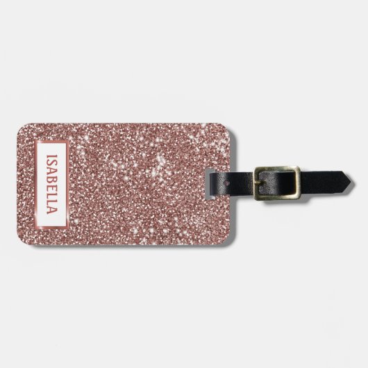 フェイクバラ金ゴールドグリッターテクスチャルック&カスタム文字 ラゲッジタグ (正面横)