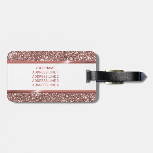 フェイクバラ金ゴールドグリッターテクスチャルック&カスタム文字 ラゲッジタグ (裏面横)