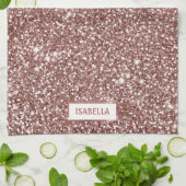 フェイクバラ金ゴールドグリッターテクスチャルック&名前をカスタムする キッチンタオル (折り畳み)