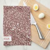 フェイクバラ金ゴールドグリッターテクスチャルック&名前をカスタムする キッチンタオル (四つ折り)