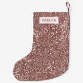 フェイクバラ金ゴールドグリッターテクスチャルック&名前をカスタムする スモールクリスマスストッキング (裏面)