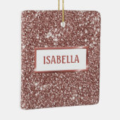 フェイクバラ金ゴールドグリッターテクスチャルック&名前をカスタムする セラミックオーナメント (右)