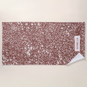 フェイクバラ金ゴールドグリッターテクスチャルック&名前をカスタムする ビーチタオル (正面)