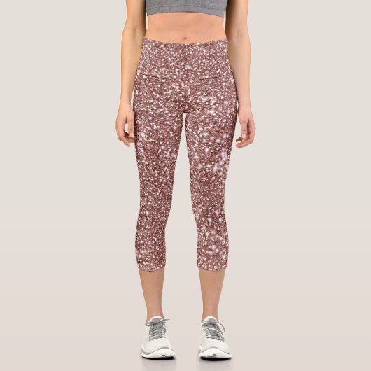 フェイクバラ金ゴールドグリッターテクスチャ様相デザイン カプリレギンス (正面)