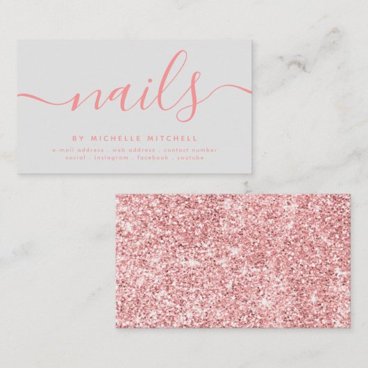 フェイクバラ金ゴールドグリッターネイリストグレー 名刺 (正面/裏面)